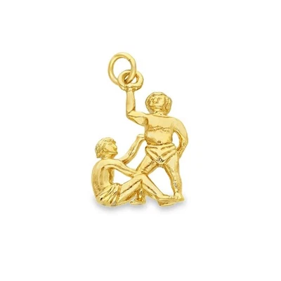 9ct Yellow Gold Gemini Zodiac Charm - 12x18x4.5mm - 2.4g - Image 1 of 4