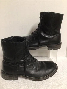 Red Tape Men's 9.5 Salisbury Black Leather Side Zip Biker Combat Boots YKK Zip - Picture 1 of 12