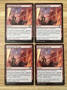 LITHOMANTIC BARRAGE x4 mtg casi nuevo-m paquete March of The Machine fresco - Imagen 1 de 1