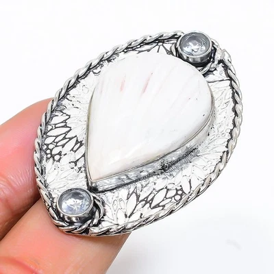 Anello in argento sterling 925 fatto a mano con scolecite arancione, pietra p... - Immagine 1 di 4