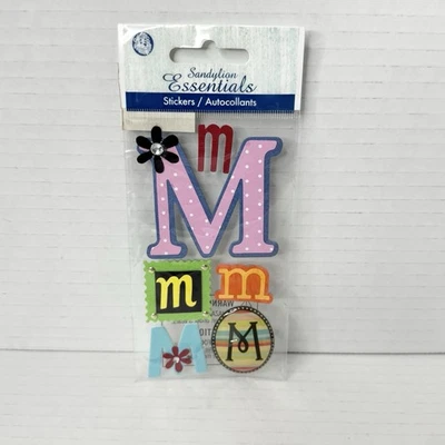 Sandylion Essentials Embellishment Monogram Letter M 3D Stickers 6 pcs - Image 1 of 3