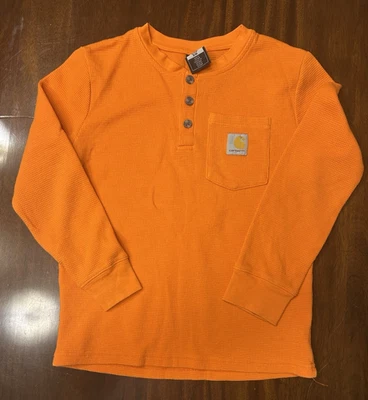 Camiseta Carhartt Manga Longa Henley Bolso - Meninos Pequenos (8-10) Laranja - Imagem 1 de 4