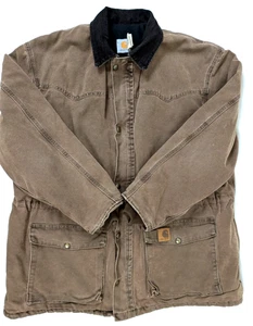 Giacca Carhartt Chore vintage marrone castagno C08CHT tela trapuntata uomo XL cappotto - Foto 1 di 7
