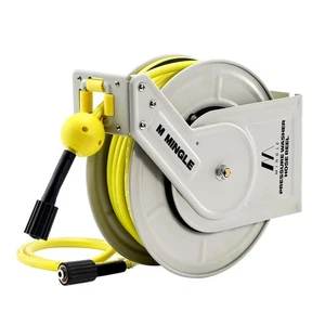 M MINGLE Retractable Pressure Washer Hose Reel, 1/4" × 60ft Heavy Duty Profes... - Picture 1 of 7