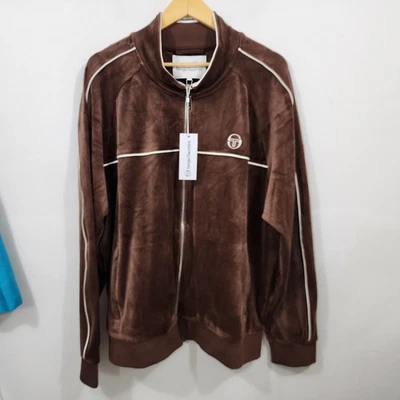 NWT Sergio Tacchini Lioni Velour Track Jacket Deep Mahogany Brown Full Zip 2XL - Image 1 of 4