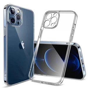 Custodia silicone TPU morbida trasparente per iPhone 13 14 15 16 Pro 16E Max Plus back cover - Foto 1 di 8
