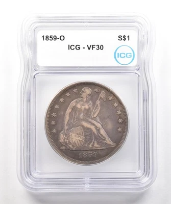1859-O Seated Liberty Silver Dollar VF30 ICG *4270 - Image 1 of 3