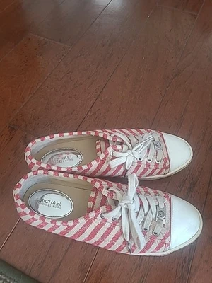 Zapatos Michael Kors de Lona, 8m, Rojo Abd Blanco Rayas Foto 1 de 3