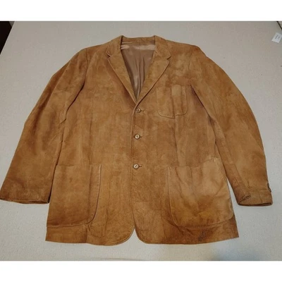 Chaqueta Blazer de Gamuza para Hombres Marrón Tostado Talla 42 Abrigo Deportivo Largo Dos Bolsillos con Botones Foto 1 de 4