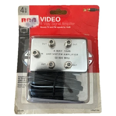 RCA 10db Video System Signal Amplifier 4-Way Model VH140 50-900MHz UHF/VHF/FM - Image 1 of 2