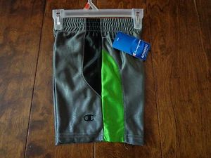 CHAMPION brand boy's sz 4 NWT grey, green, & black athletic polyester shorts - Picture 1 of 3