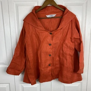 Chris Baumgartner Linen XL Blouse Top Button Up Shirt Lagenlook Art To Wear Arts - Picture 1 of 5