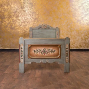 Anno 1700 Altblau Einzelbett Liegefläche 100×200 cm Bauernmöbel Landhaus Antik - Bild 1 von 4
