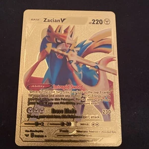 Pokemon Zacian V Gold Foil Fan Art #138/202 220HP - Picture 1 of 7