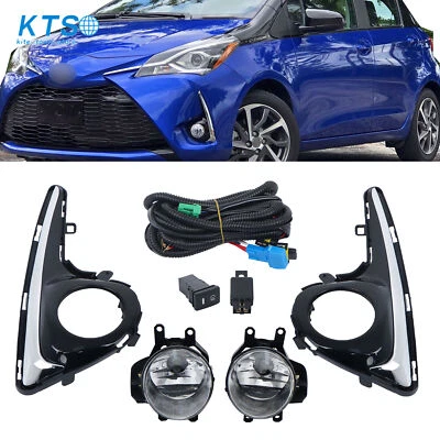 For 2018-2020 Toyota Yaris Hatchback Front Bumper Chrome Fog Lights+Bezel RH+LH - Image 1 of 4