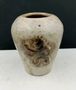Vintage Armogre Belgium Small Primitive pottery Vase Rampant Lion  3" Rustic  - Picture 1 of 11