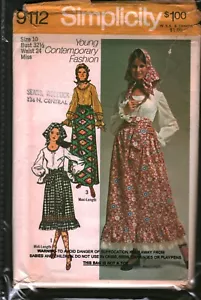 9112 Simplicity Sewing Pattern Misses Skirt Blouse Scarf Sash Young Fashion Sew - Picture 1 of 2