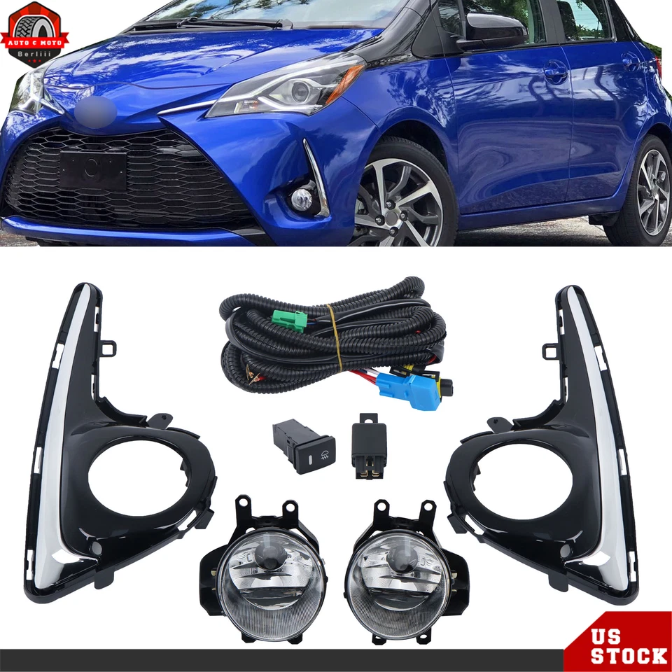 Chrome Fog Lights w/Bezel For 2018-2020 Toyota Yaris Hatchback Right&Left Side - Image 1 of 4