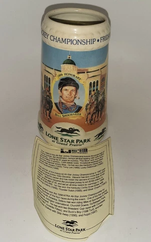 Vintage Lone Star Park Willie Shoemaker Tribute Beer Stein 1999 With Insert Cover