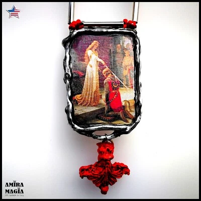 Caballero Templario Espada Escudo Rosacruz Talismán Medieval Amuleto Colgante Monedas Foto 1 de 4