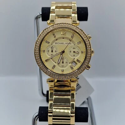 MICHAEL KORS WOMENS WATCH STAINLESS STEEL GOLD STRAP & GOLD DIAL GENUINE MK5354 - Image 1 of 4
