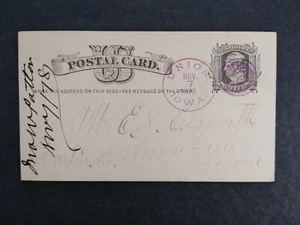 Iowa: Union 1878 Postal Card, Violet CDS & Fancy Negative Star Cancel - Picture 1 of 2
