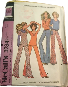 McCalls 3284 Uncut Pattern Top & Hip-hugger Pants Size 9/10 Retro Vintage 1972 - Picture 1 of 5
