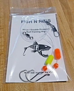10 aparejos de pesca Hi Lo Surf Mustad 2/0 GANCHO 20 lb ~~ POMPANO WHITING CROAKER SPOT - Imagen 1 de 12
