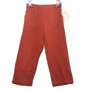 Calligraphie Rust Orange Linen Blend Straight Leg Pull On Pants Size Large NWT - Picture 1 of 9
