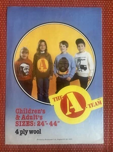 4 KIDS ADULTS A TEAM JUMPER BA BARACUS VAN VTG Knitting Pattern Intarsia 24”-44” - Picture 1 of 3