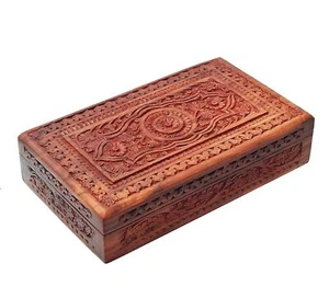 Joyería de madera decorativa hecha a mano/caja de efectivo (marrón, 25 x 10 x 6 cm) - Imagen 1 de 5