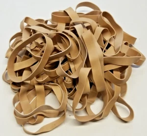 Rubber Bands Heavy Duty Tan Large USED 1 LB Pack 5/8" Wide 5" Long 1/16" Thick - Picture 1 of 7