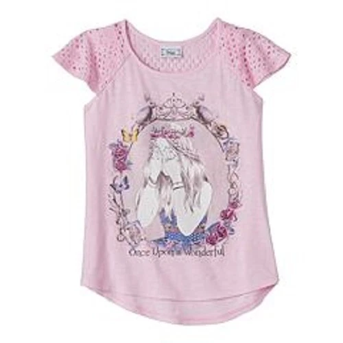Camiseta Top Disney D-Firmada Alicia en el País de las Maravillas Rosa Encaje Niñas Talla 6 NUEVA Foto 1 de 1