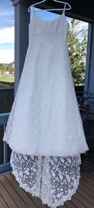 Wedding Dress - Size 16 - White w/Beading and 24" Train