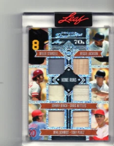2024 LEAF SEASONS IN THE SUN JOHNNY BENCH,REGGIE JACKSON, 6 RELIC CARD #4/6 - Imagen 1 de 2