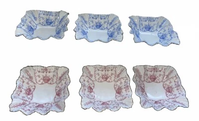 RARE Antique Set Of 6 WAA & Co Wm A Adderley Victorian Porcelain Depose Florette - Image 1 of 4