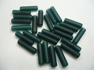 1970's American Vintage Furnace BLUE ZIRCON MATTE Tube Beads  21 X 5MM G76-42M - Picture 1 of 6