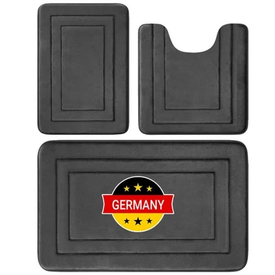 3 teilig Set Bad Badezimmer Garnitur Badematte WC Vorleger Dusch Matte Teppich - Bild 1 von 4