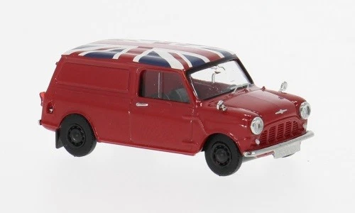 Brekina 15365 - 1/87 Austin Mini Countryman, Rosso, 1960, Union Jack - Nuovo - Immagine 1 di 1