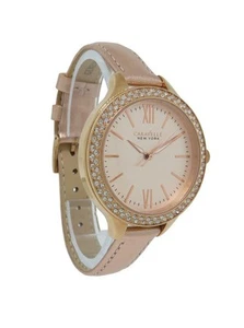 Caravelle New York 44L132 Women's Analog Round Rose Gold Tone Crystal Watch - Picture 1 of 4