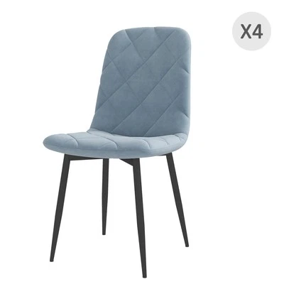 HOMCOM Set 4 Sedie da Pranzo Imbottite 45x54x87 cm Azzurro - Immagine 1 di 4