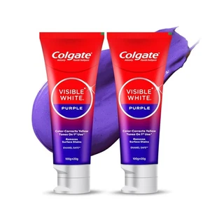 2x Colgate Visible White Purple Toothpaste for Teeth Whitening 100g+20g - Picture 1 of 4