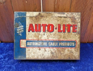 VINTAGE AUTO LITE STAZIONE DI SERVIZIO PUBBLICITÀ PARTI DIVISE CONTENITORE SCATOLA GASOLIO - Foto 1 di 5