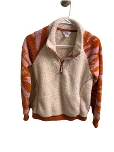 Athleta Girl So Snug Sherpa Fleece Pullover Sweater 1/4 Zip Size XL 14 Beige - Picture 1 of 20