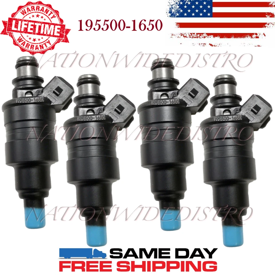 4 件原始设备制造商 Denso 燃油喷射器适用于 1988 年 1989 年马自达 626 2.2L I4 195500-1650 — 第 1/4 张图片