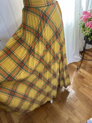 Falda larga plisada vintage a cuadros maxi años 60 cremallera metálica Preppy Ralph Foto 1 de 4