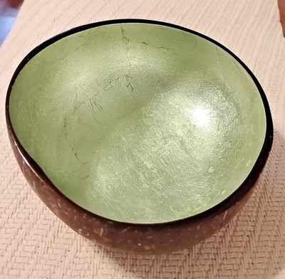 Smooth Durable Coconut Shell Painted Bowls Mint Green Decorative Beautiful - Image 1 of 4