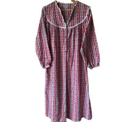 Camisón Lanz Of Salzburg Talla Md Algodón Franela Camisón Floral Acogedor Cottagecore Foto 1 de 4