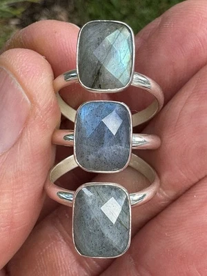 Anillo de labradorita Jay King DTR 925 de plata de ley 3 piedras talla 6,75 Foto 1 de 4