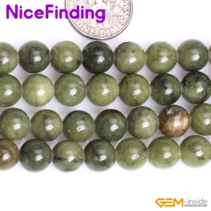 Cuentas redondas de piedras preciosas de jade verde natural de Canadá de 8,10 mm para hacer joyas 15" NF - Imagen 1 de 17
